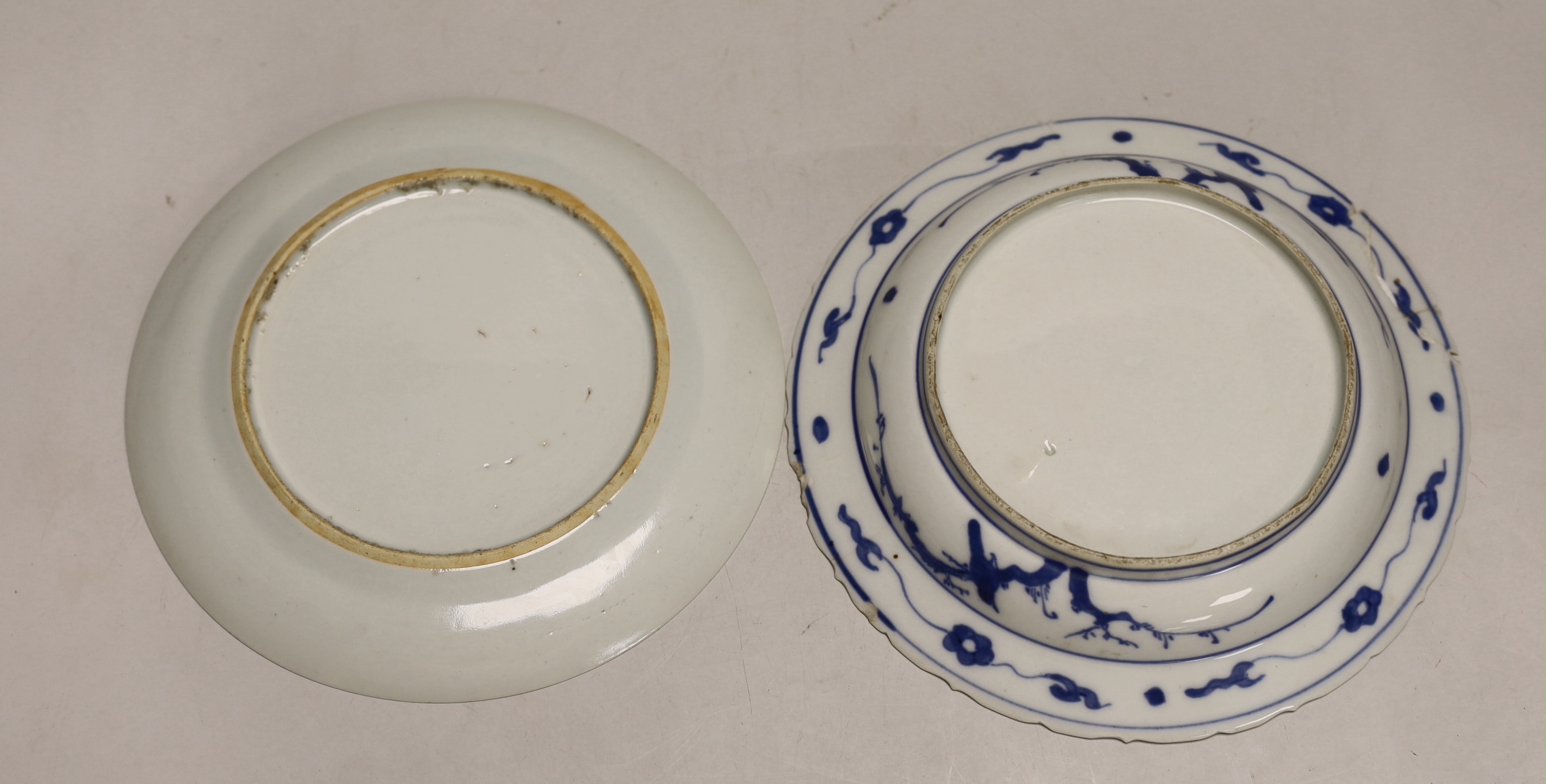 Four Chinese plates including two Kangxi